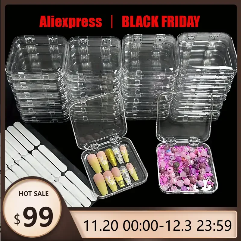 

10 шт., коробка для хранения ногтей с прозрачными клеевыми полосками