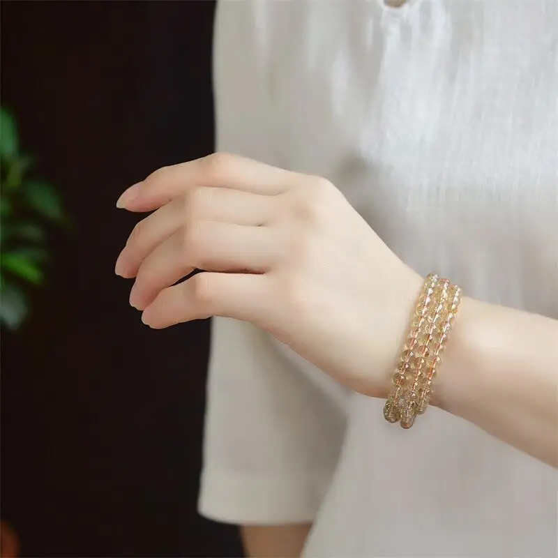 

5 мм натуральный бразильский тройной круглый браслет гладкий драгоценный камень Рейки Исцеляющие украшения энергетический кристалл праздничный подарок 1 шт.