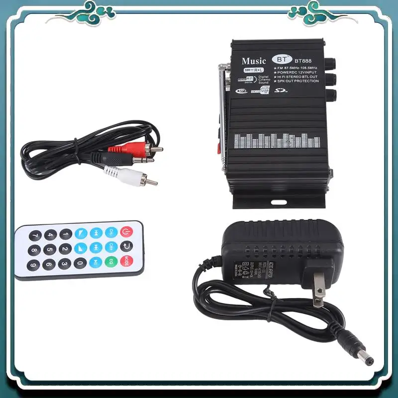 BT-888 5.0 Bluetooth Amplifier Mini Bluetooth Multifunction Amplifier With US Plug 1 Set