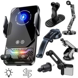 15W Universal Car Phone Wireless Charger Holder In Car Auto Sensing Phone Bracket for Iphone 17 16 15 14 13 12 11 Samsung S26