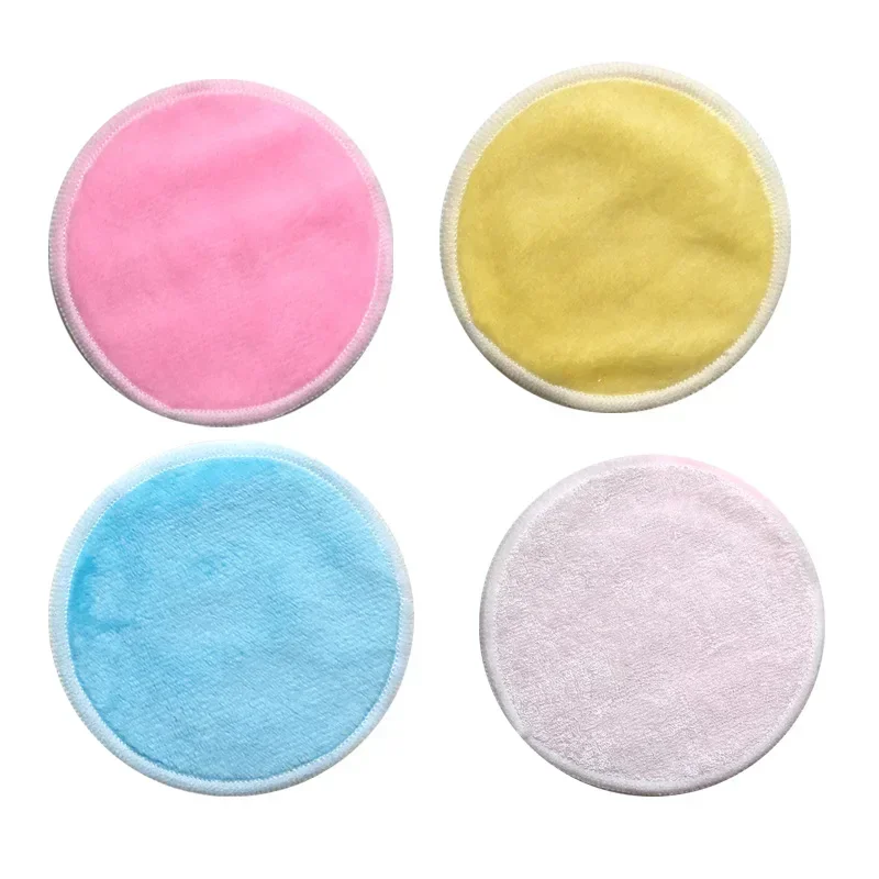 빨 수있는 50pcs 재사용 가능한 라운드 대나무 메이크업 제거 도구, 클렌징 페이셜 코튼, 메이크업 리무버 패드