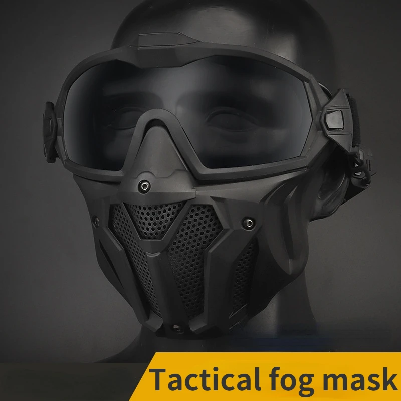 Airsoft Mask Detachable Goggles with Anti-fog Fan Tactical Paintball Protective Full Face Mask Shooting Goggles Masks