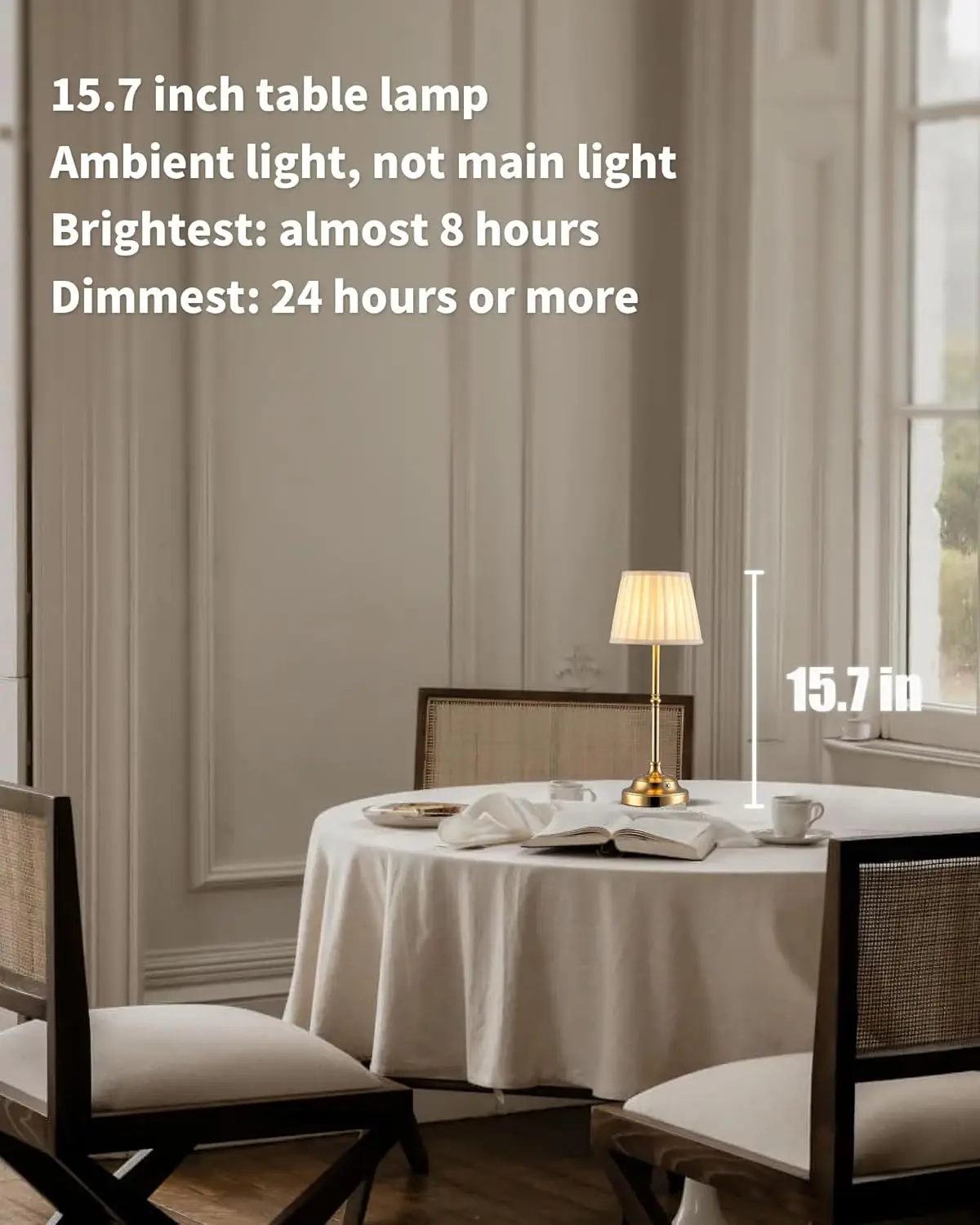 Set di 2 Lampade da Tavolo LED Senza Fili, Ricaricabili e Dimmerabili con Paralume in Tessuto per Camera da Letto e Sala da Pranzo