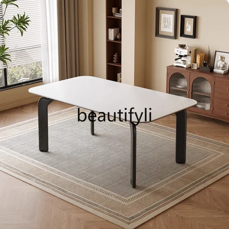 

yj57 Light luxury minimalist rock slab dining table and chair modern household small apartment square new simple dining table