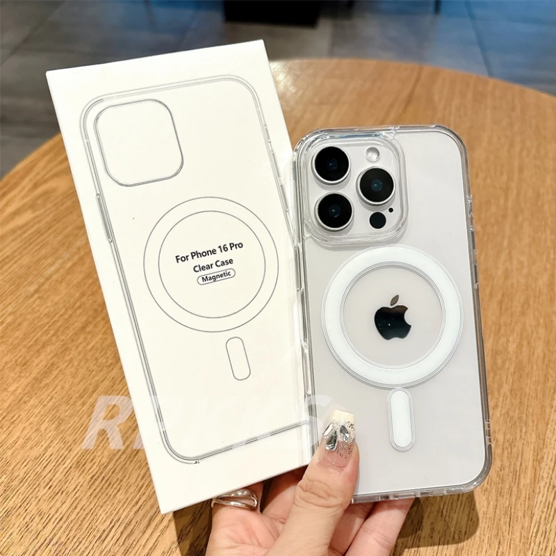 Transparent For Magsafe Magnetic Wireless Charge Case For iphone 11 12 13 14 15 16 17 Pro XS Max XR 