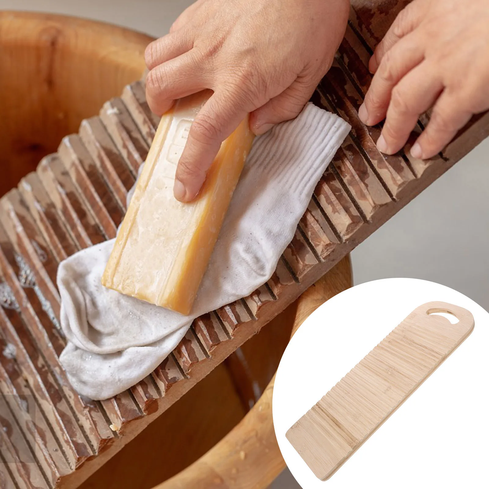

Durable Bamboo Washboard Non-Slip Portable Easy to Move for Laundry Saving Time and Effort Practical Home Tool
