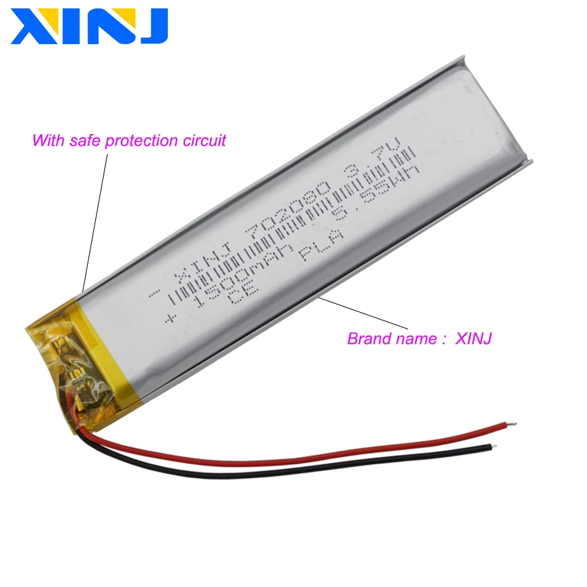 3.7V 1500 mAh 5.55Wh 702080 akumulator litowo polimerowy akumulator litowy Lipo do GPS E-Book Camera MP4 rejestrator jazdy Tablet PC