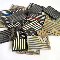 8*5CM USA Flag IR Reflection Patches with Hook Loop,United States Army Navy Air Force Tactical Military Badge Patch Glow In Dark