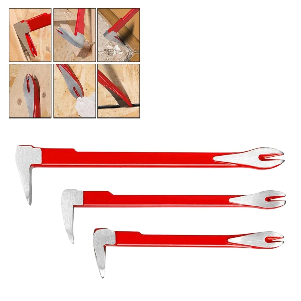 

3PC Nail Puller Tool Set Heavy Duty Nail Removal Pry Bar Dual Claw Nail Puller Tool Flat Nail Remover For Furniture Installation