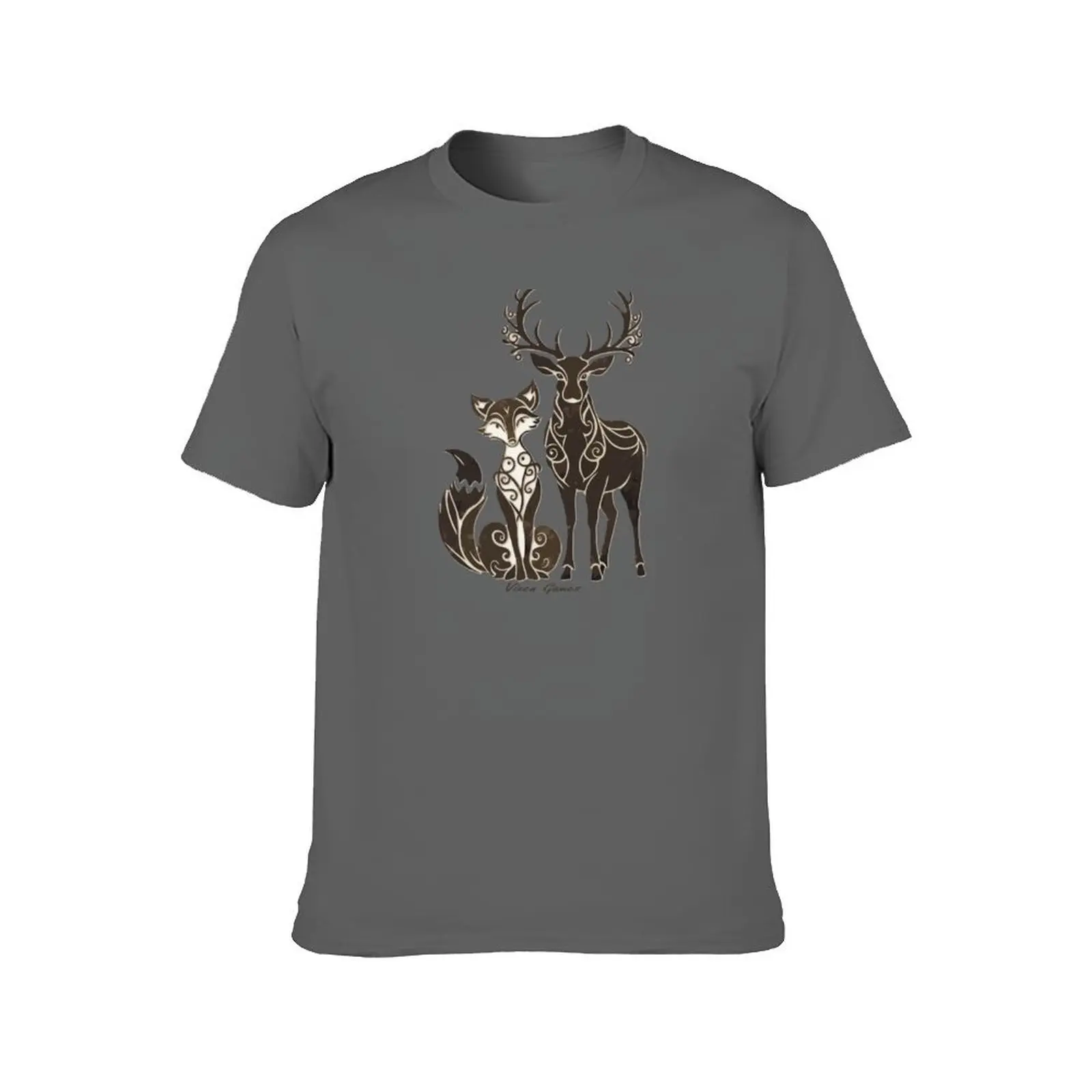 Vixen With Stag fox and buck deer T-Shirt sports fans croswit shirt man vintage customizeds heavy weight t shirts for men