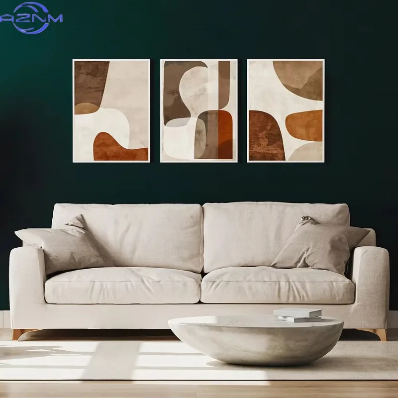 1pc/3pcs Abstract Beige Tan Wall Art Prints - Textured Canvas Posters, Modern Minimalist Design for Living Room Home Decor, Fram