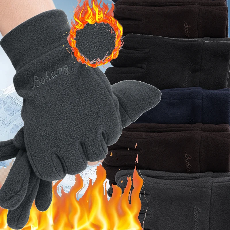 Winter Verdicken Warme Fleece Handschuhe Frauen Männer Thermische Voll Finger Handschuhe Winddicht Kalt-proof Skifahren Radfahren Touchscreen