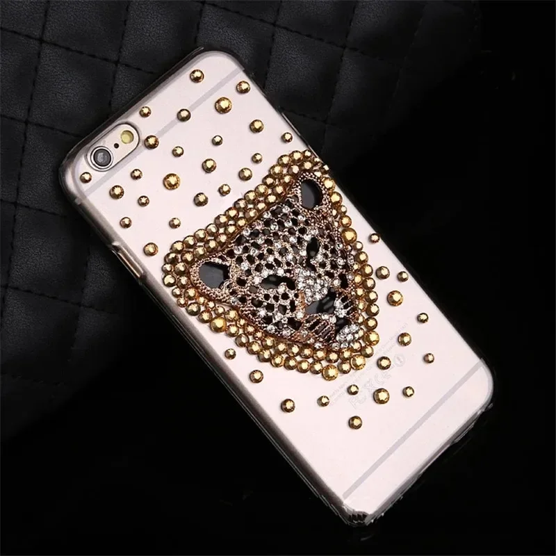 Rhinestone Leopard Head Phone Case, Diamond Cover, for Samsung S20 S21 FE S22 S23 Ultra Note20
