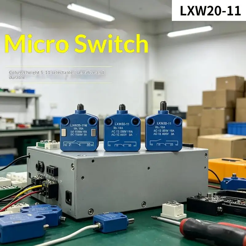LXW20-11/M Silver Contact Micro Travel Switch PUSH Slug Column High Durability Limit Switch for Home Appliance Control