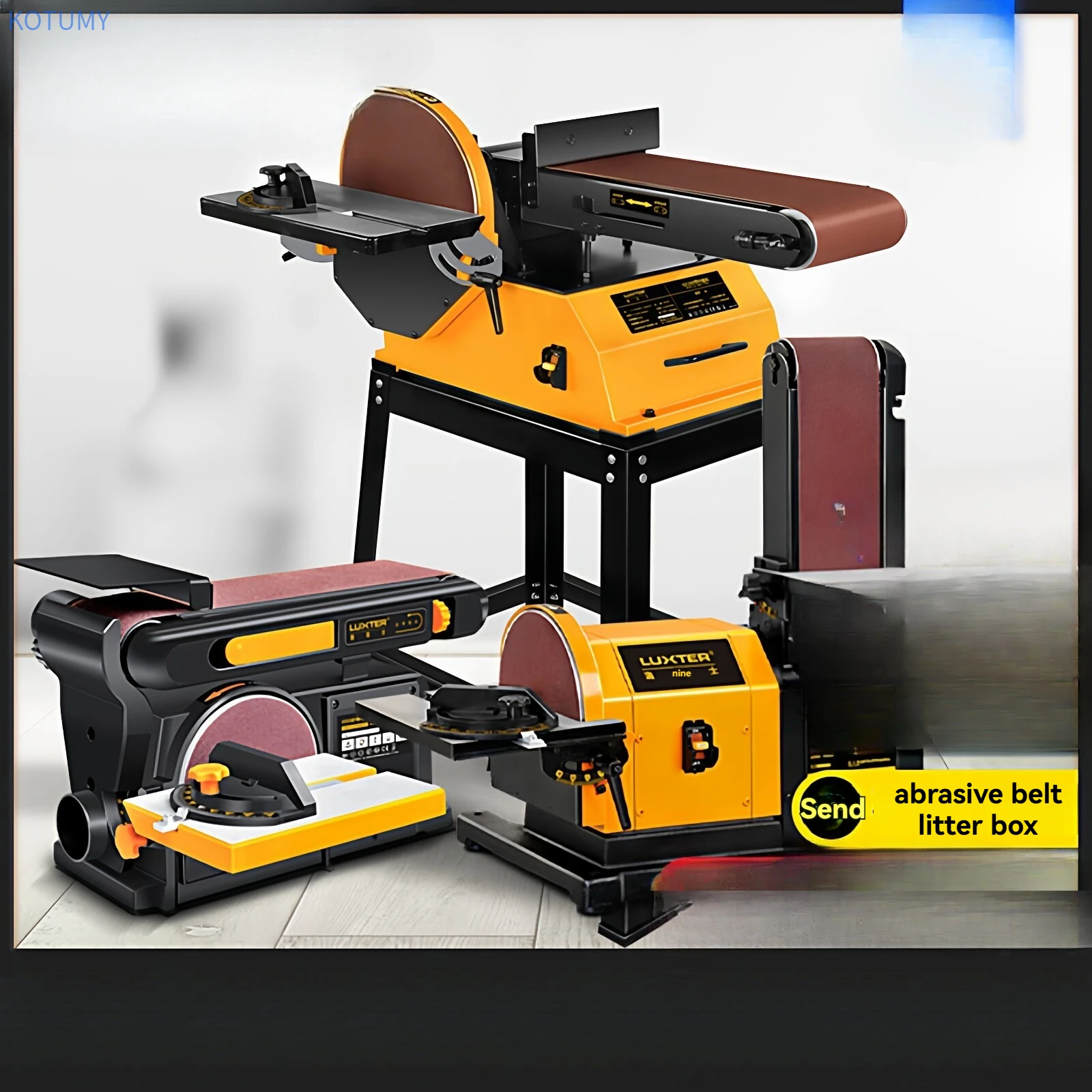 KOTUMY 4X6 Belt & Disc Sander 220V 550/650/750W Bench Grinder for Woodworking Metal Polishing Knife Sharpening