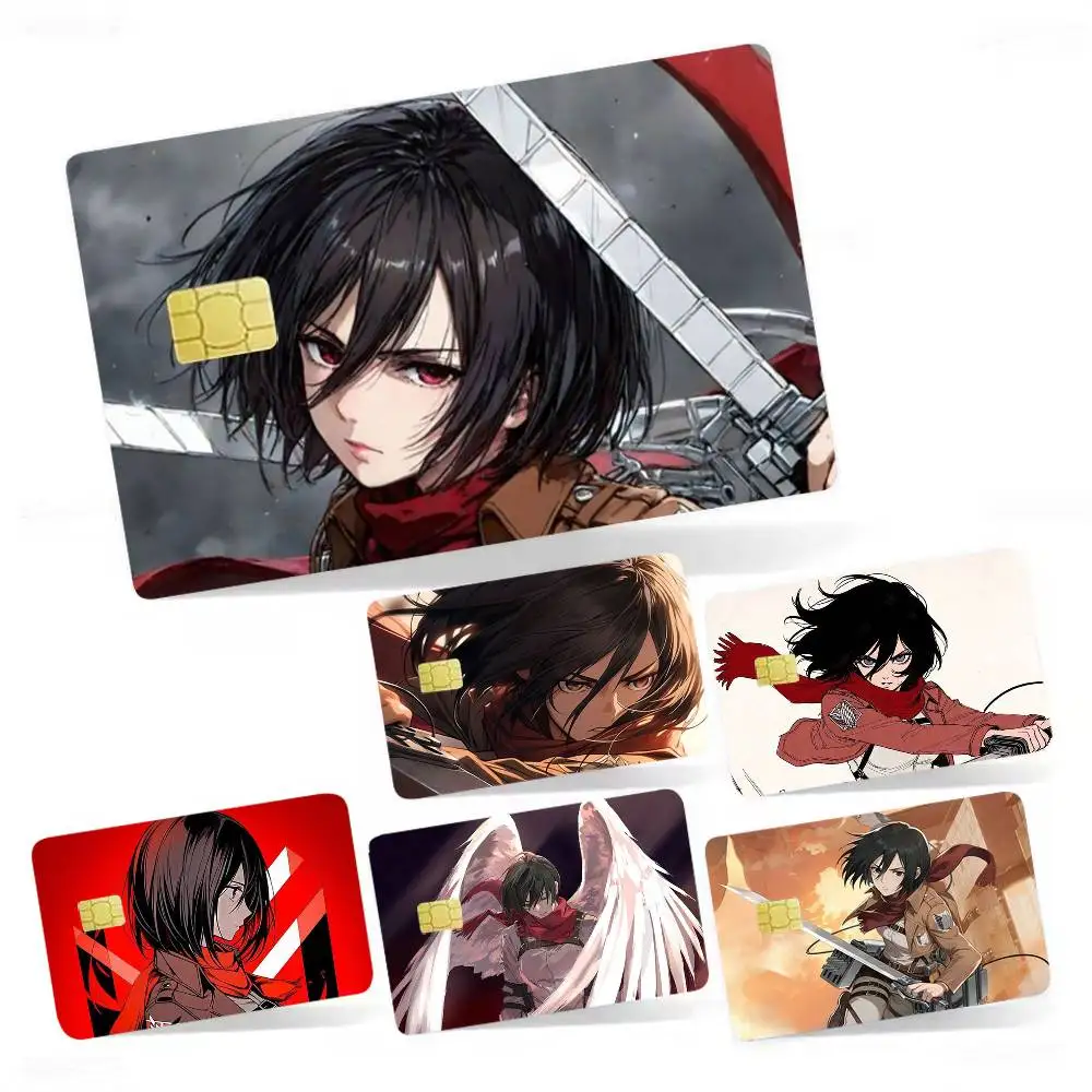 Mikasa Ackerman A-Attack on Titan 4pcs 1Set Card Stickers Small Waterproof Chip 4PCS Card Sticker Anti-Scratch