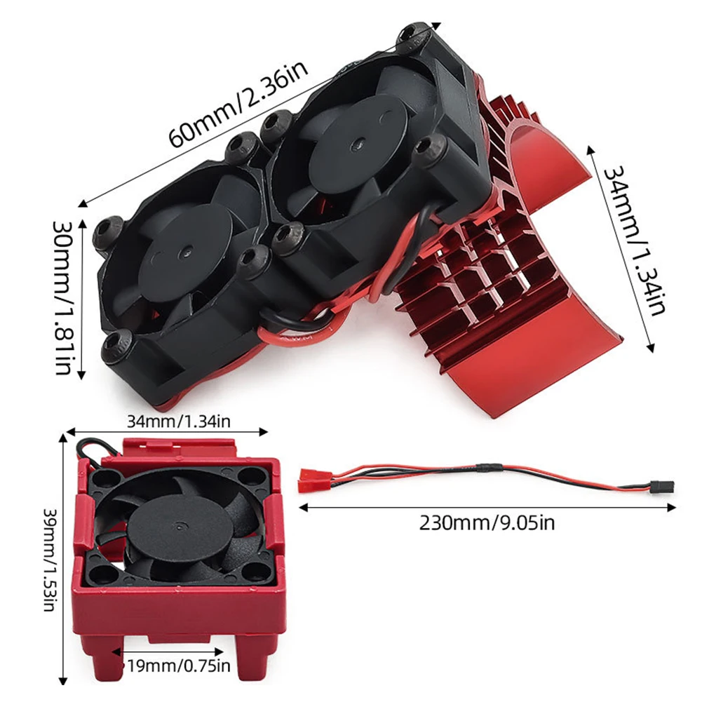 Motor de ventilador de refrigeração rc VXL-3s esc conjunto de ventilador duplo compatível traxxas slash 4x4 stampede 4x4 ferrugem 4x4 hoss 4x4 velineon dissipador de calor