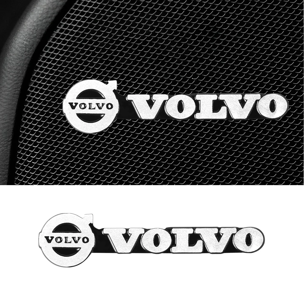 2Pcs Car 3D Logo Audio Sticker Auto Interior Central Control Alloy MINI Emblem Badge Decal For Volvo S60 S90 XC40 XC60 XC90 V40