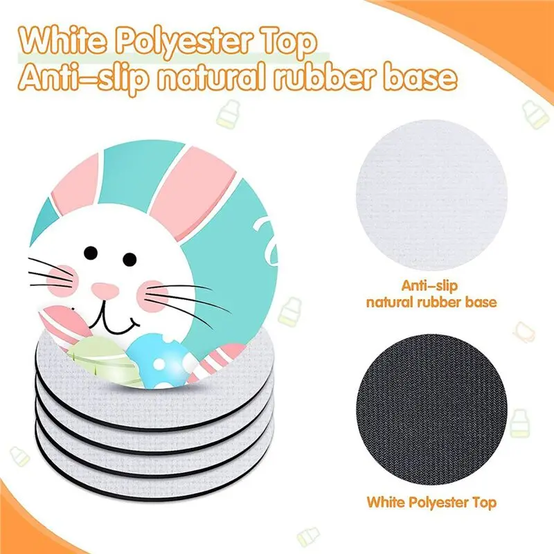 ABVT-160PC Sublimation Blank Cup Coasters Bulk,4X4inch Round Blank Cup Mat Rubber For Sublimation Transfer Heat Press