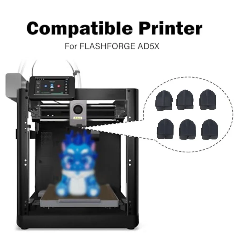 For AD5X Nozzle Silicone Socks 6 Pack for FLASHFORGE For 3D Printers 20x25mm Black Enhanced Thermal Efficiency