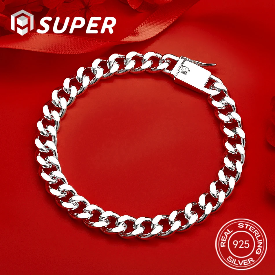 

ALISuper 925 Sterling Silver 8-inch Classic Bracelet for Women, Fashion Jewelry Accessories, Wedding Party
