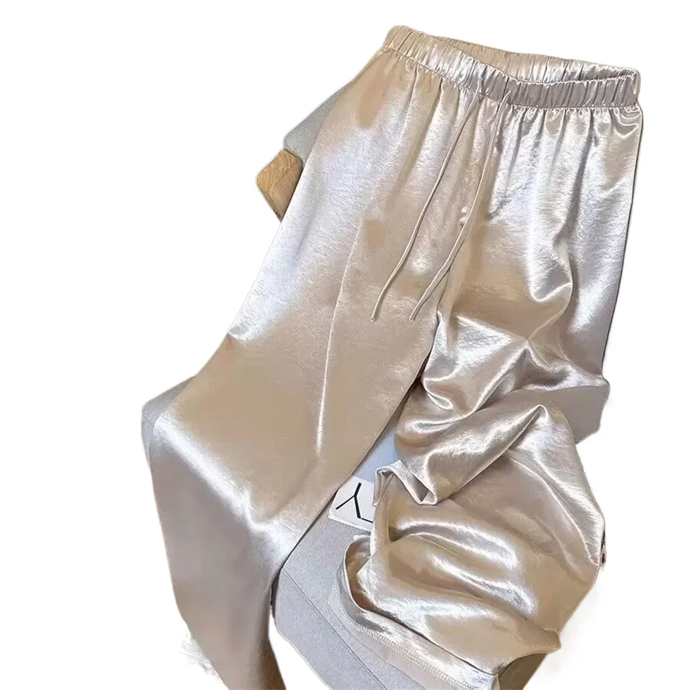 Korean Fashion High Waist Thin Wide Leg Women Summer Office Lady Solid Color Straight All-match Casual Pants Trousers Clothes 6 Korean Fashion High Waist Thin Wide Leg Women Summer Office Lady Solid Color Straight All-match Casual Pants Trousers Clothes 6