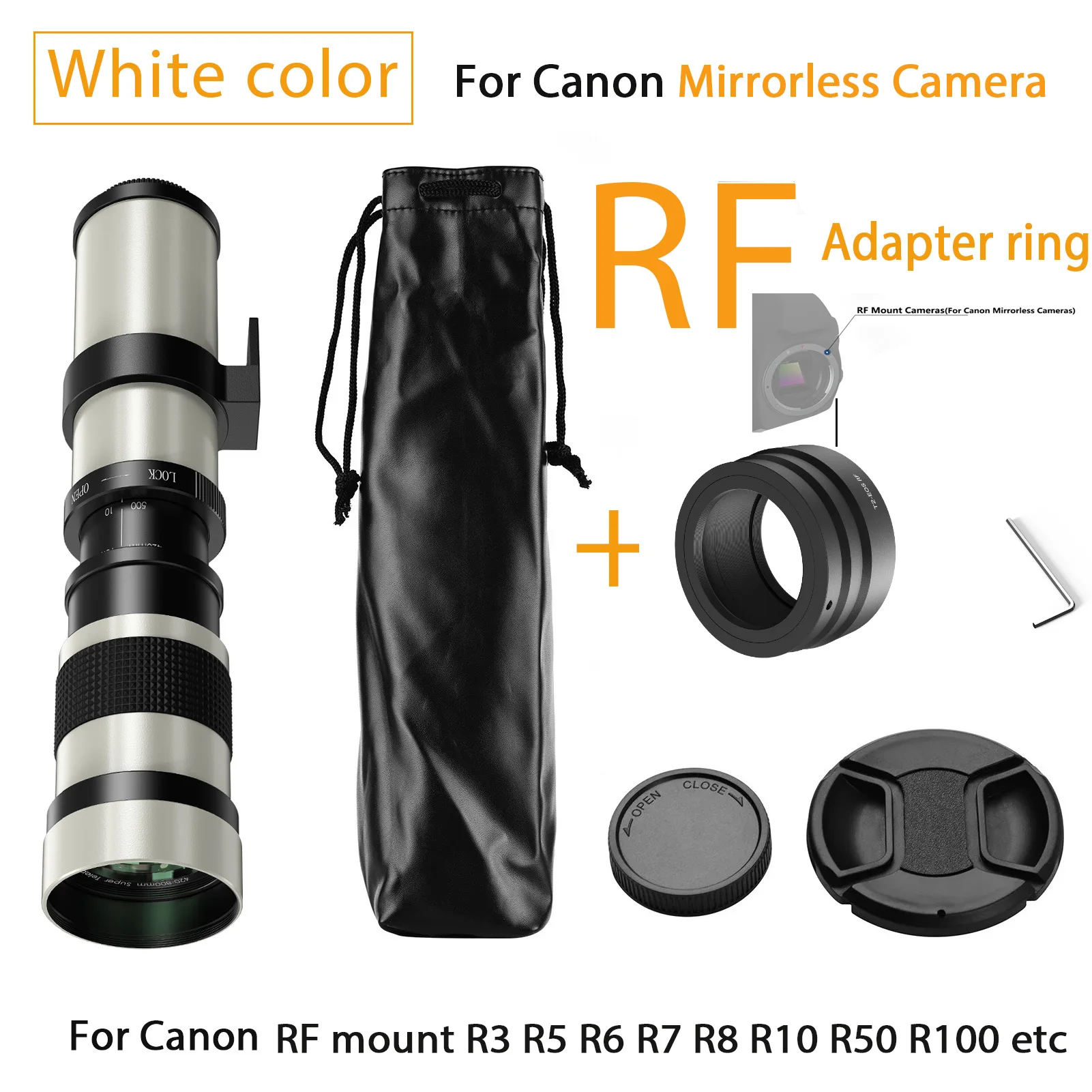 Lightdow 420-800mm f/8.3 Manual Telephoto Zoom Lens for Canon R R3
