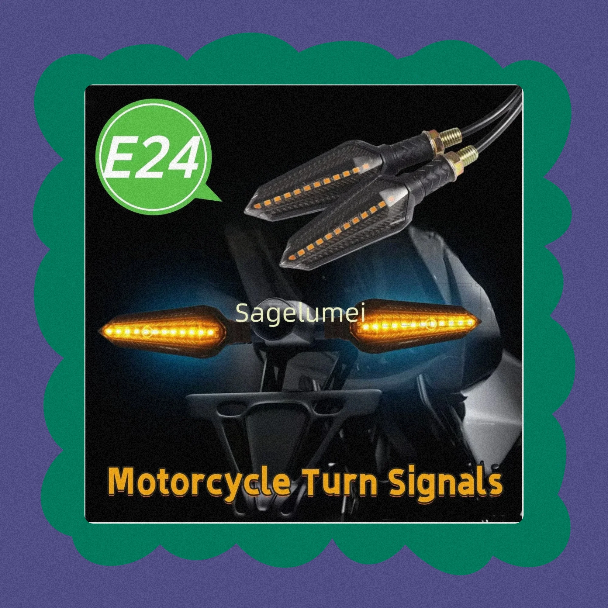 12V Universal 5/12LED E24 Motorcycle Turn Signals Flowing Turn Signal Light Turn Signal Indicator Amber Light Blinker LED Module