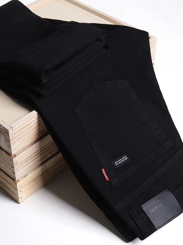 

Bla Slim Fit Jeans Men's Busin Sle Thin Elastic Casual Long Pants Loose Straight Leg Autumn Faion Jeans for Youth