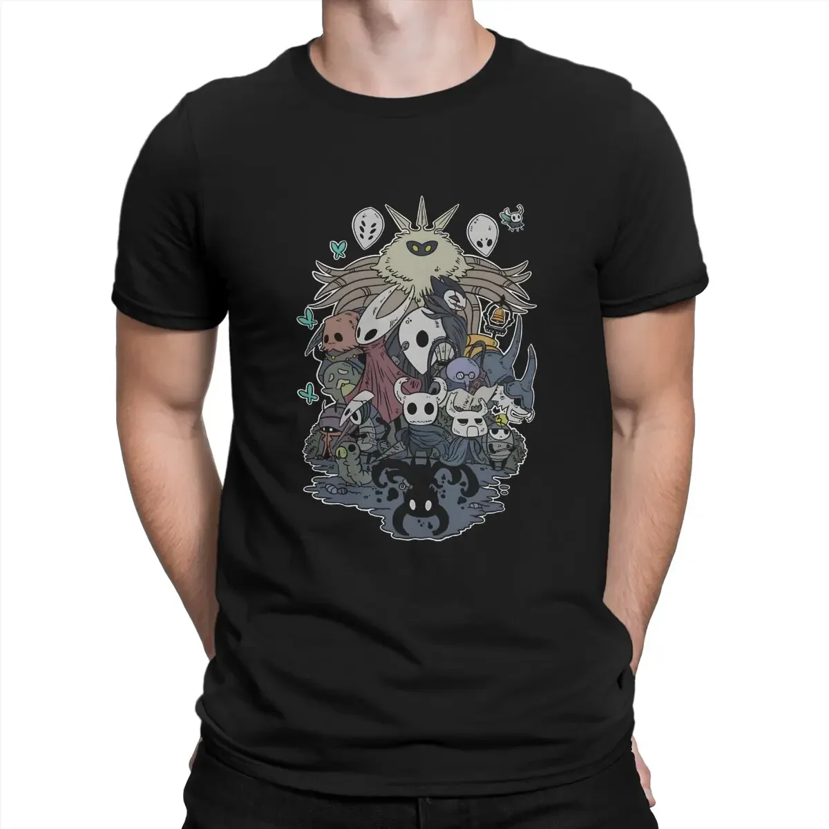 T-shirt en coton à manches courtes pour hommes, T-shirt à col rond, Cool Creative, Hollow Knight, Vêtements originaux