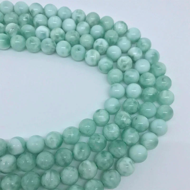 

14mm natural green angel round smooth granules loose stone granules diy make bracelet accessories 15inches inches inches in