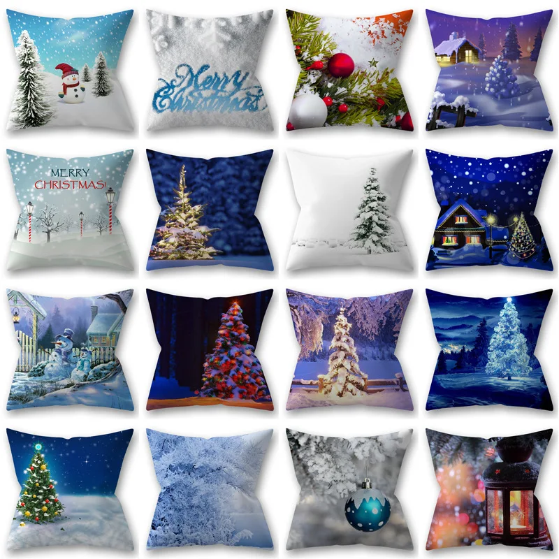 

New Christmas Pillowcase Snowman Snow Tree Holiday Home Decoration Case Cushion Cover farmhouse