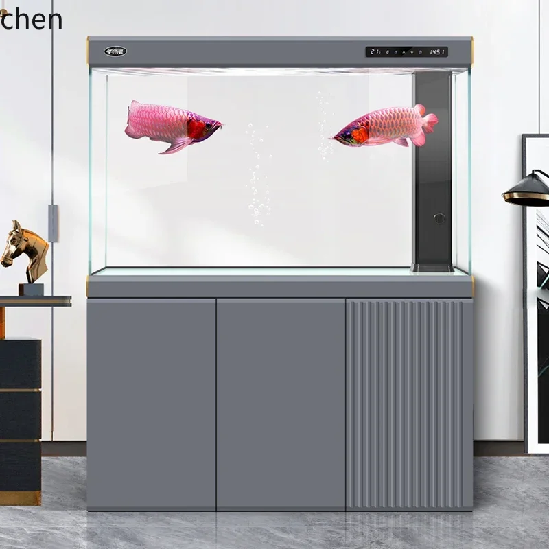 

Fish Tank Living Room Ultra Clear Glass Large Aquarium Household Floor Standing Dragon Fish Tank