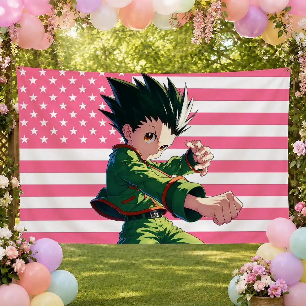 Anime G-Gon Freecss Hunter x Hunter Flags Fan Banner Tapestry Wall Hanging Garage BarDorm Camp Party Outdoor Home Decor Gift