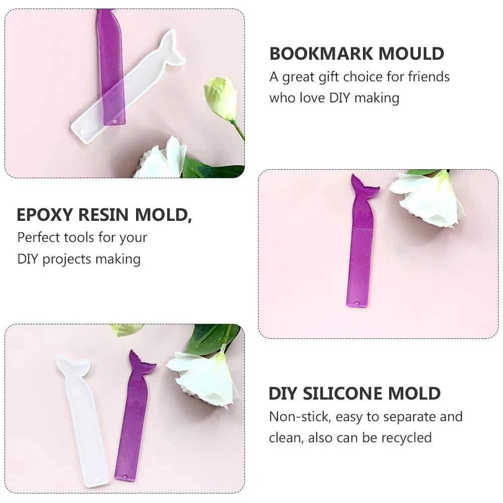 

2 pcs Fish Tail Bookmark Mold Silicone For Diy Epoxy Resin Craft Keyring Pendant Making Handmade Jewelry Tool Non-Stick Easy