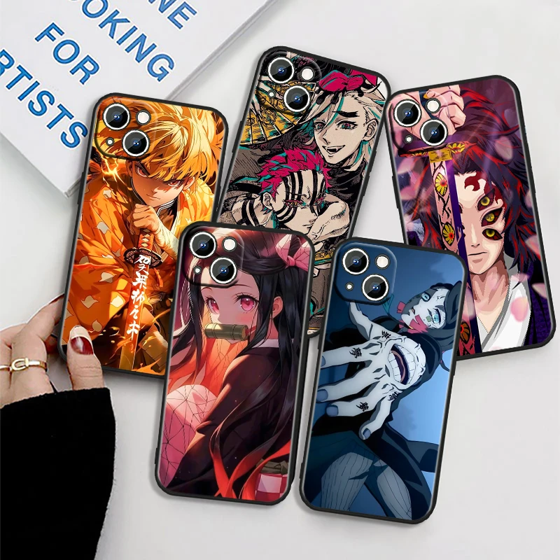 

D-Demons S-Slayers Anime Cool For iPhone 15 14 13 12 11 XS XR X 8 7 SE Pro Max Plus Mini Black Soft Phone Case