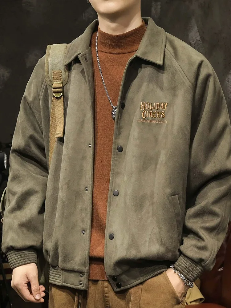 

Vancl Men's Baseball Jaet Suede Loose Fit Turn-down Collar Trendy Brand New Autumn Winter American Sle Coat Youth Casual ...