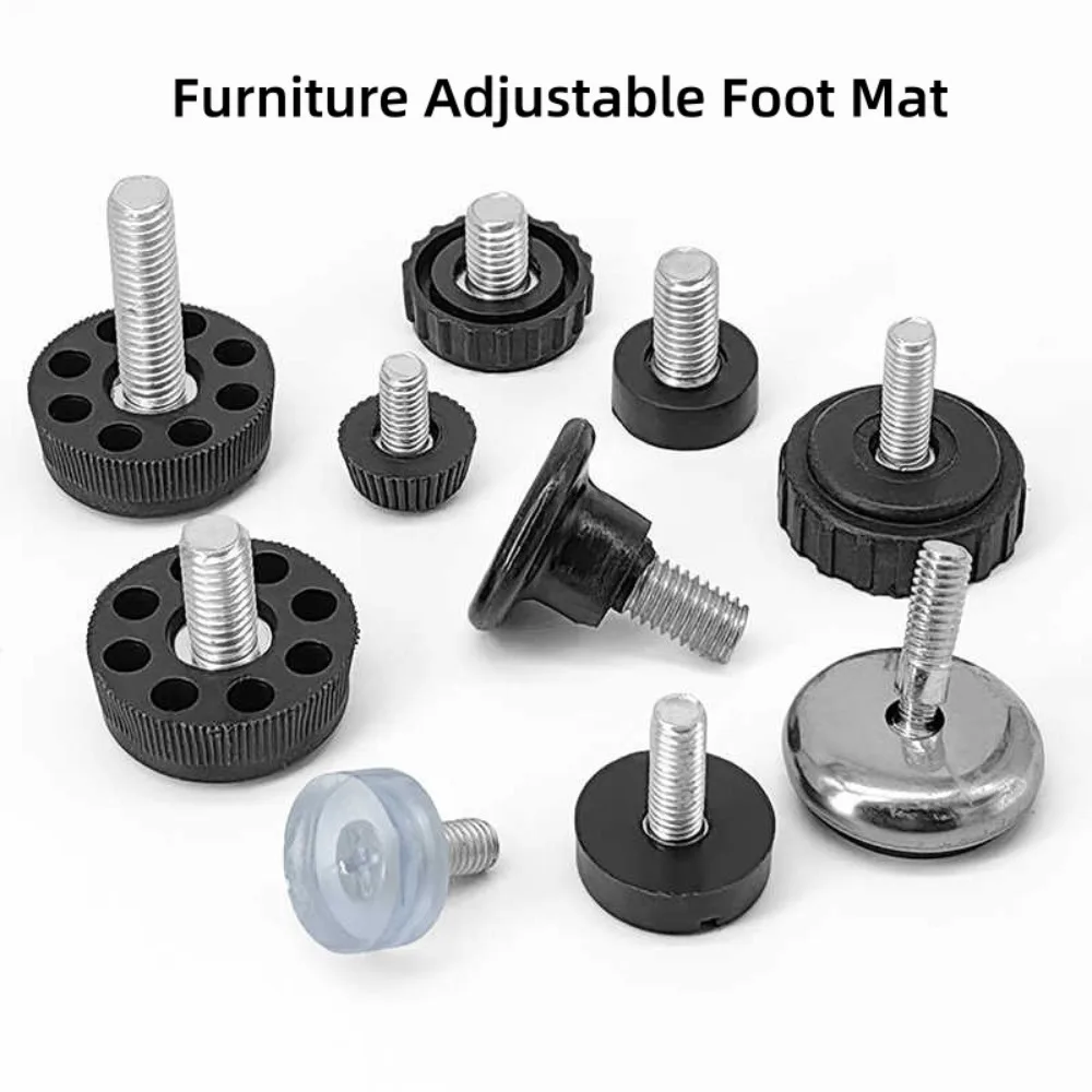 M8 Galvanized Screw Adjustable Leveling Feet, Black Plastic Anti-Shock Furniture Leg Pads for Tables Chairs Cabinets & Equipment