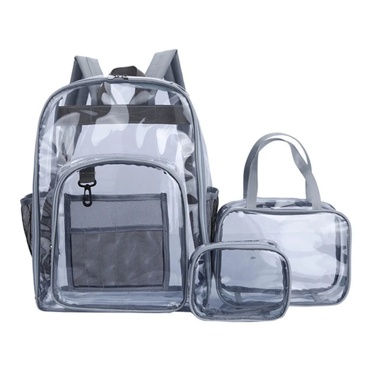 AT53 Unisex Waterproof Backpack Transparent Teenagers Large Capacity Backpacks 3-Piece Suit Portable Multifunctional Bag,B