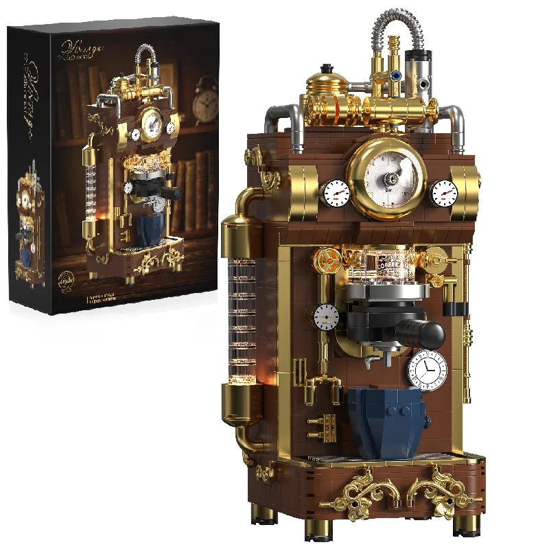 

Creative 1091pcs Retro Design Steam Coffee Machine Building Blocks Bricks Set MOC Classic Espresso Machine Toys Gifts For Adult