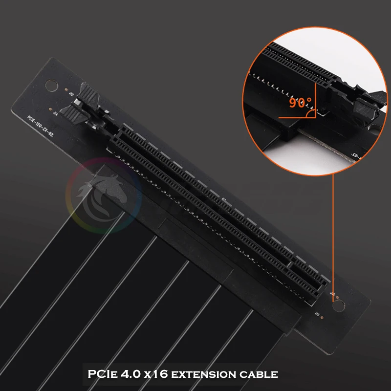 PCIE 4.0 X16 Riser Cable Video Card Extension Shielded Flexible 90° Mounting GPU Express Lossless Black/White