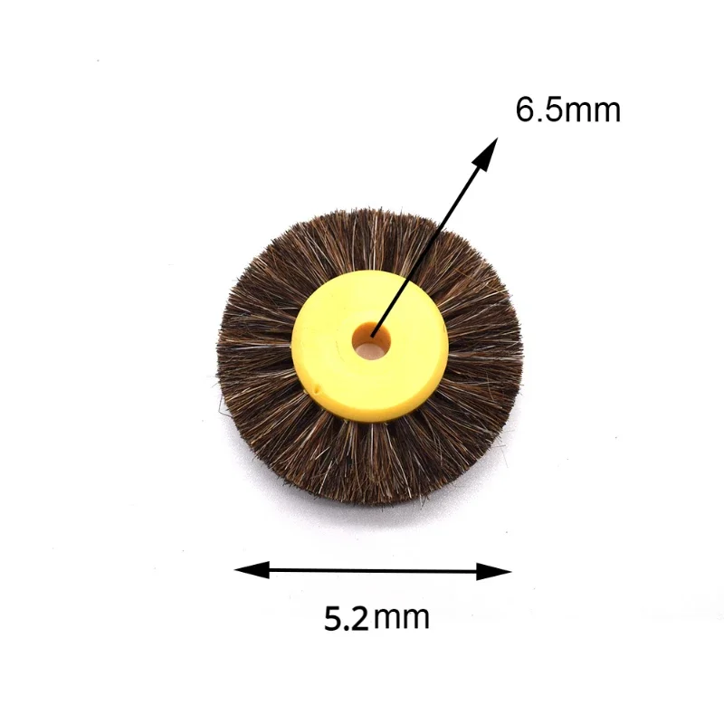 52mm 5-teiliges Set Polierbürsten mit schwarzen und braunen Borsten, Schleifbürsten mit gelbem Kunststoffkern für Schmuckwerkzeuge – Detail 8