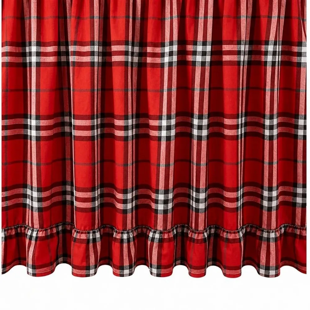 Fresh Ruffled Edge Gingham Table Skirt 72in One-Piece Teacher Desk Skirt Washable Hook and Loop Table Wrap Party