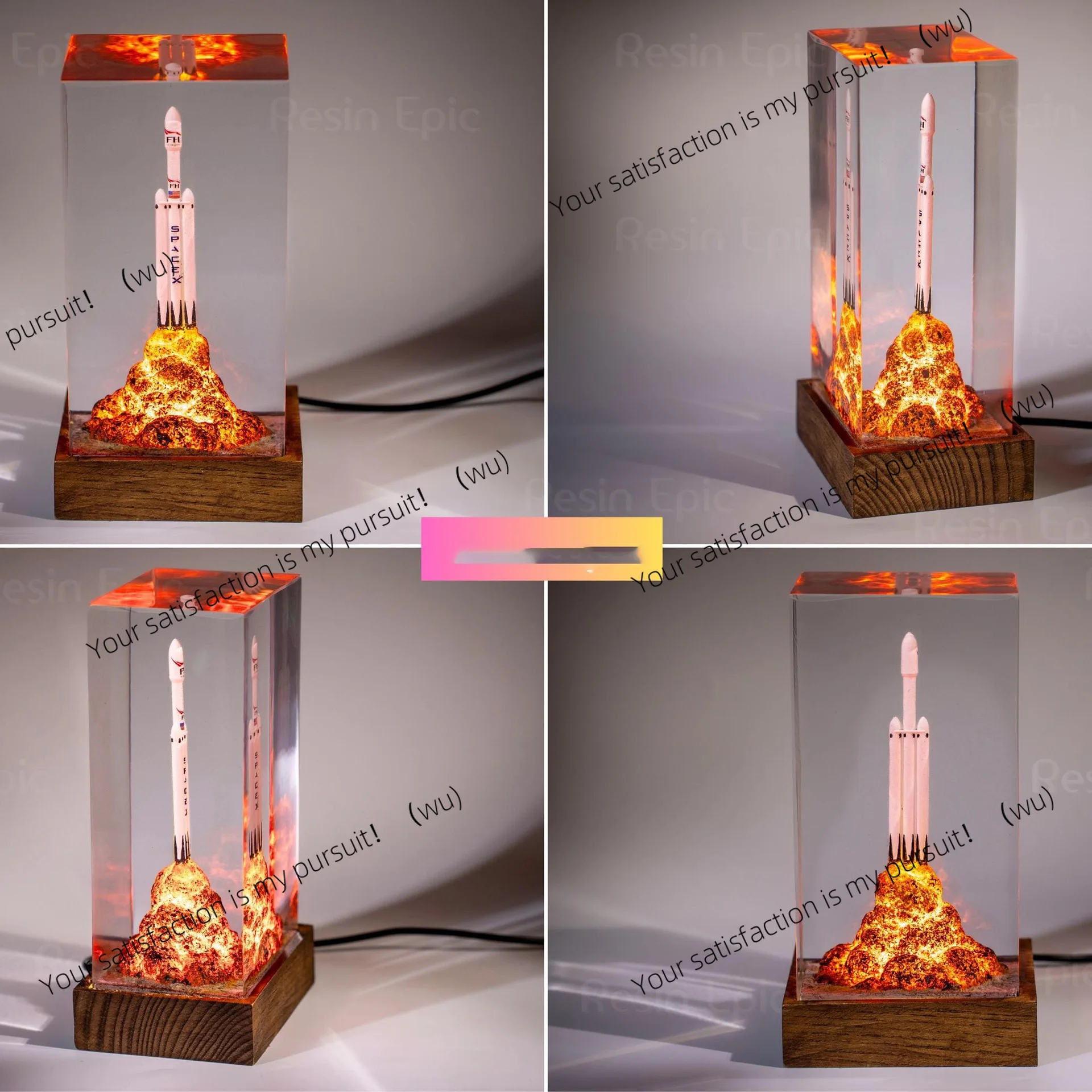 Starship Rocket Launch Epoxy Light Starship Diorama Men's Gift