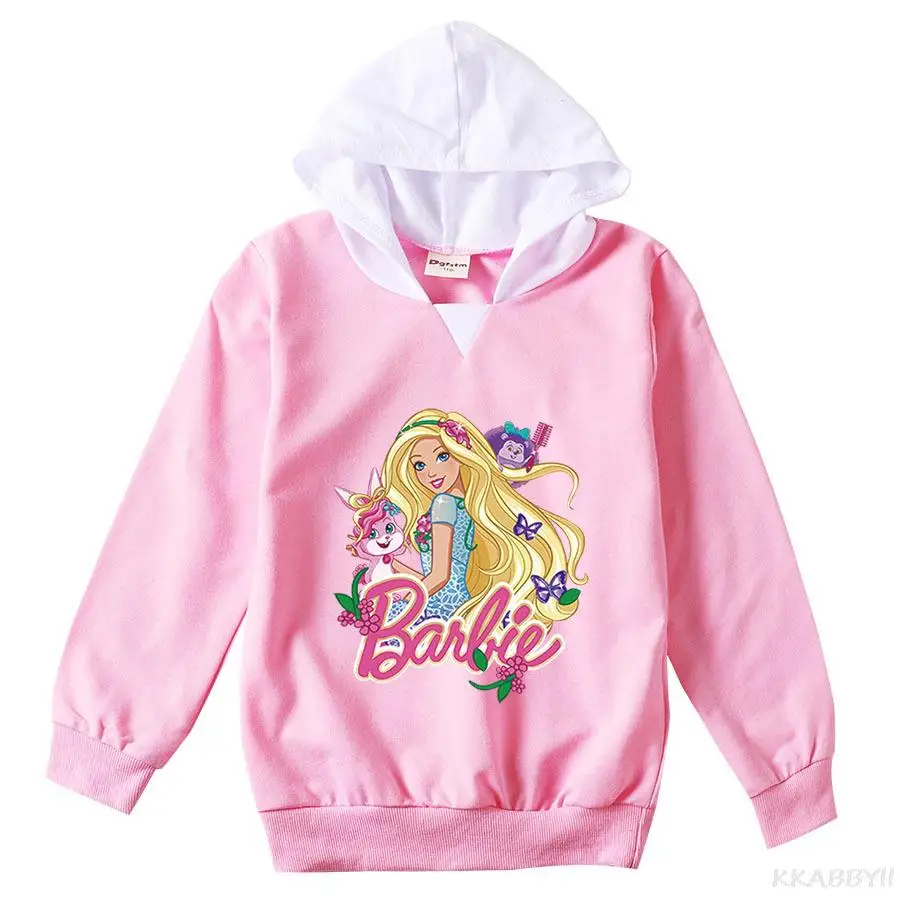 Barbie Spring Autumn Baby Hoodies Children Tops Girl Cartoon Print Sweatshirt Kid Long Sleeve T Shirts Clothes Baby Outerwear