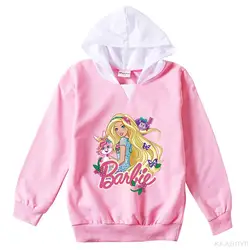 Barbie Spring Autumn Baby Hoodies Children Tops Girl Cartoon Print Sweatshirt Kid Long Sleeve T Shirts Clothes Baby Outerwear