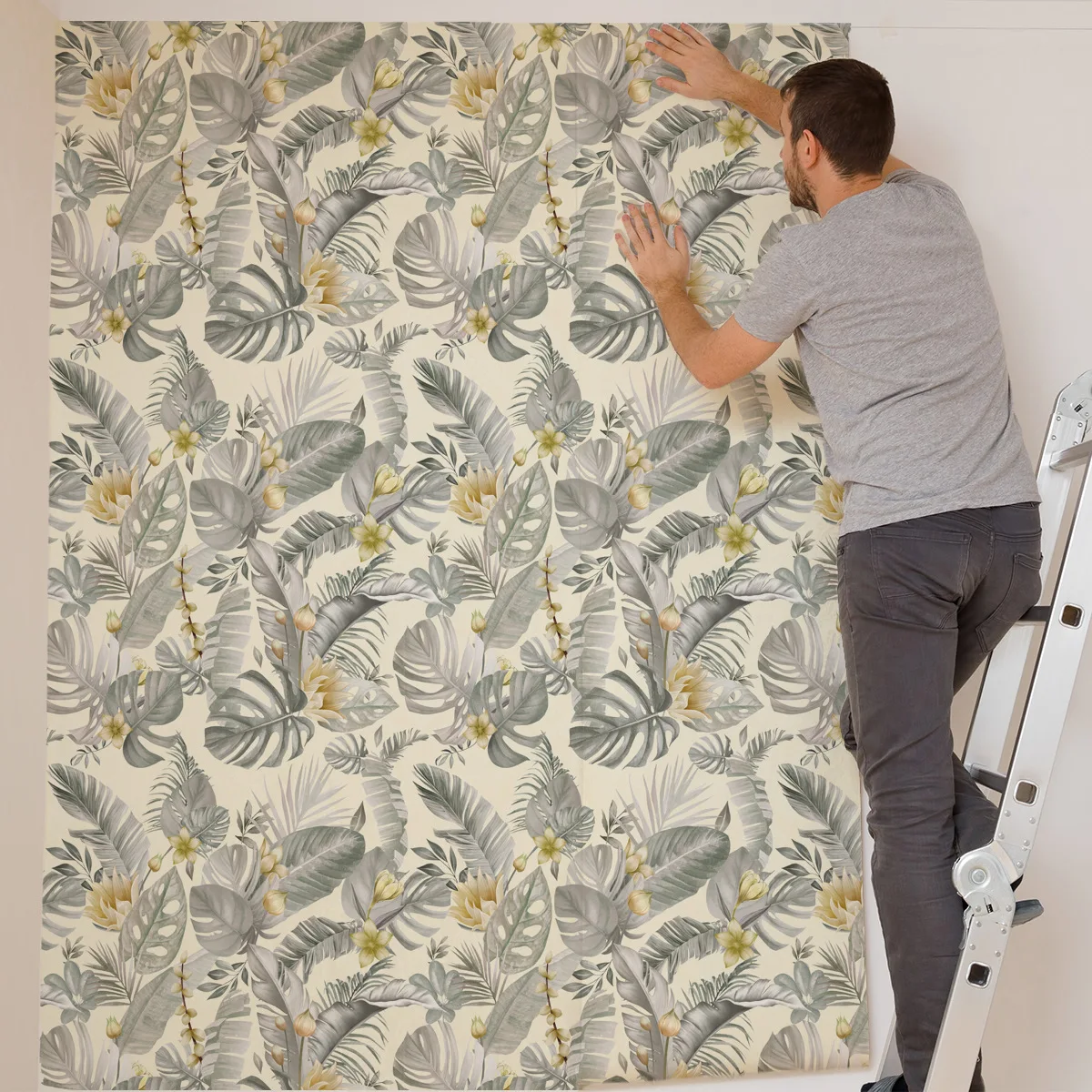 Tropical Palm Self Adhesive Wallpaper Yellow Floral Peel and Stick Wallpaper Leaf Removabel Contact Paper for Wall Decor