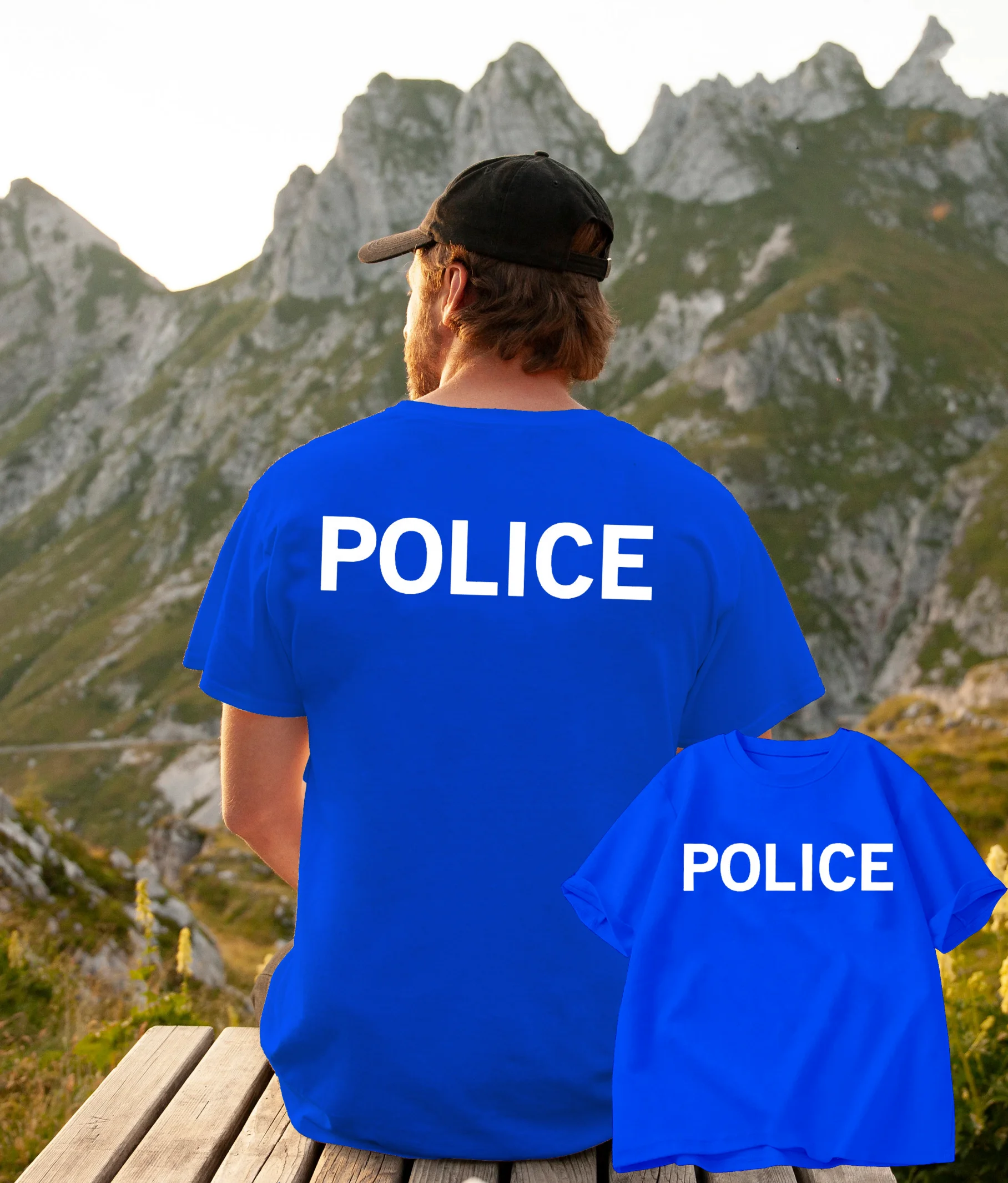 POLIZEI männer T Shirt Brief Drucken Rundhals Kurzarm Trainingsanzug Tops Sommer Casual Pullover Baumwolle Mode Marke Sportswear – Detail 4