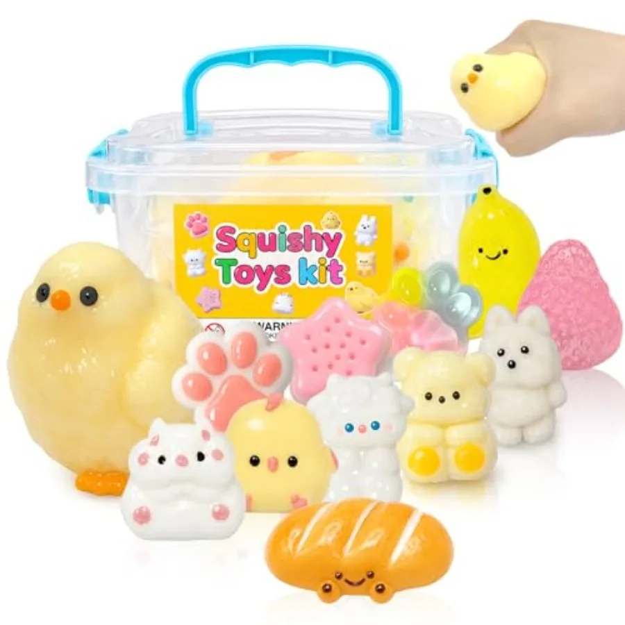 

12Pcs Taba Squishy Toys Kit with Box, Cute Fidget Toys Squeeze Toys Stress Relief Sensory Party Favors, Birthday Gifts Toys for