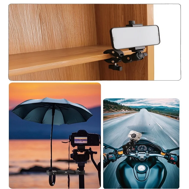 인스타360 X5 X4 X3 X2 RS DJI GoPro용 오토바이 마운트 키트, 인스타360 마운트 액세서리용 더블 클램프 핸들바 셀카봉 썸네일 5